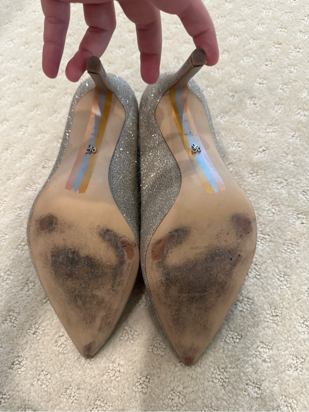 Sam Edelman Silver Glitter Pointed Toe Stiletto Pumps Size 7.5 - Picture 6 of 8